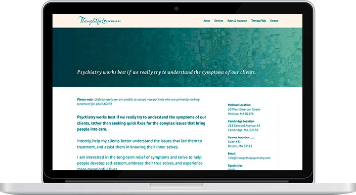 Home page of Thoughtful Psychiatry's website